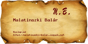 Malatinszki Balár névjegykártya